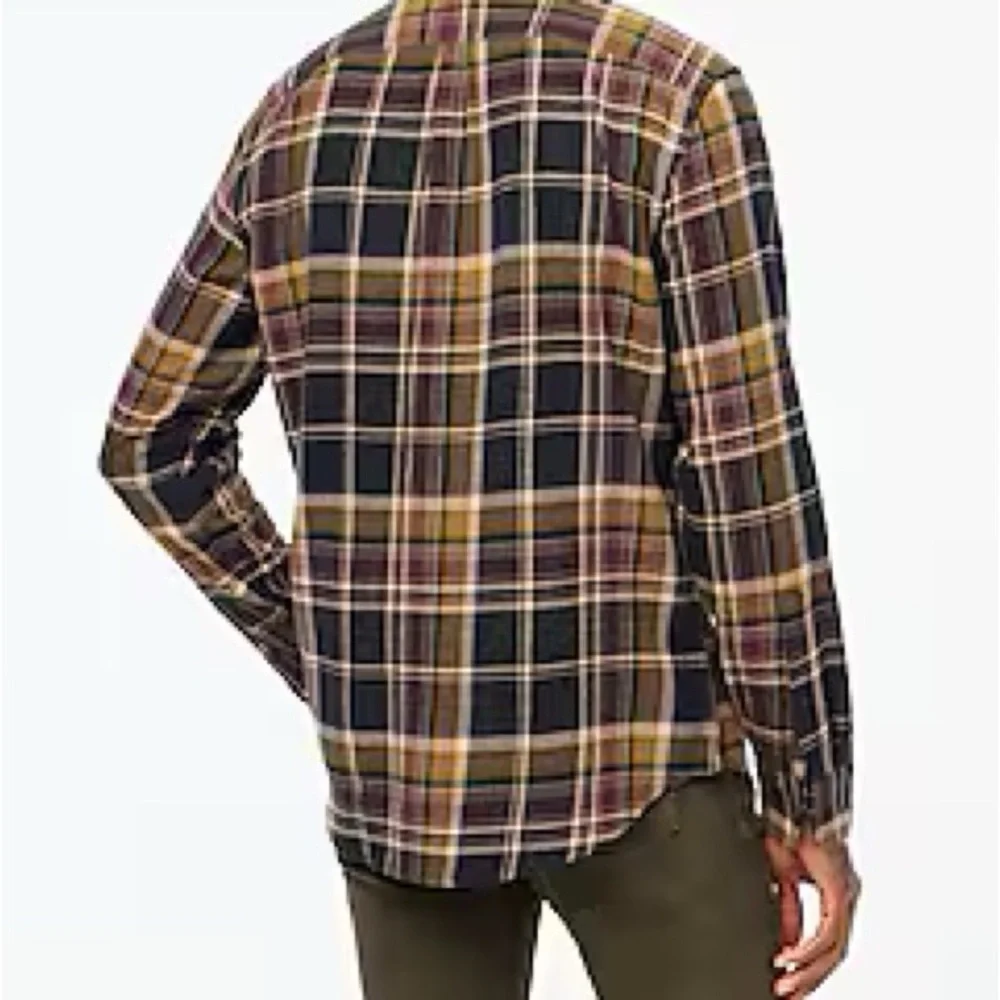 NWT J.Crew Men's Classic Fit Plaid Flannel Shirt Size Large Burgundy Nvy Mustard